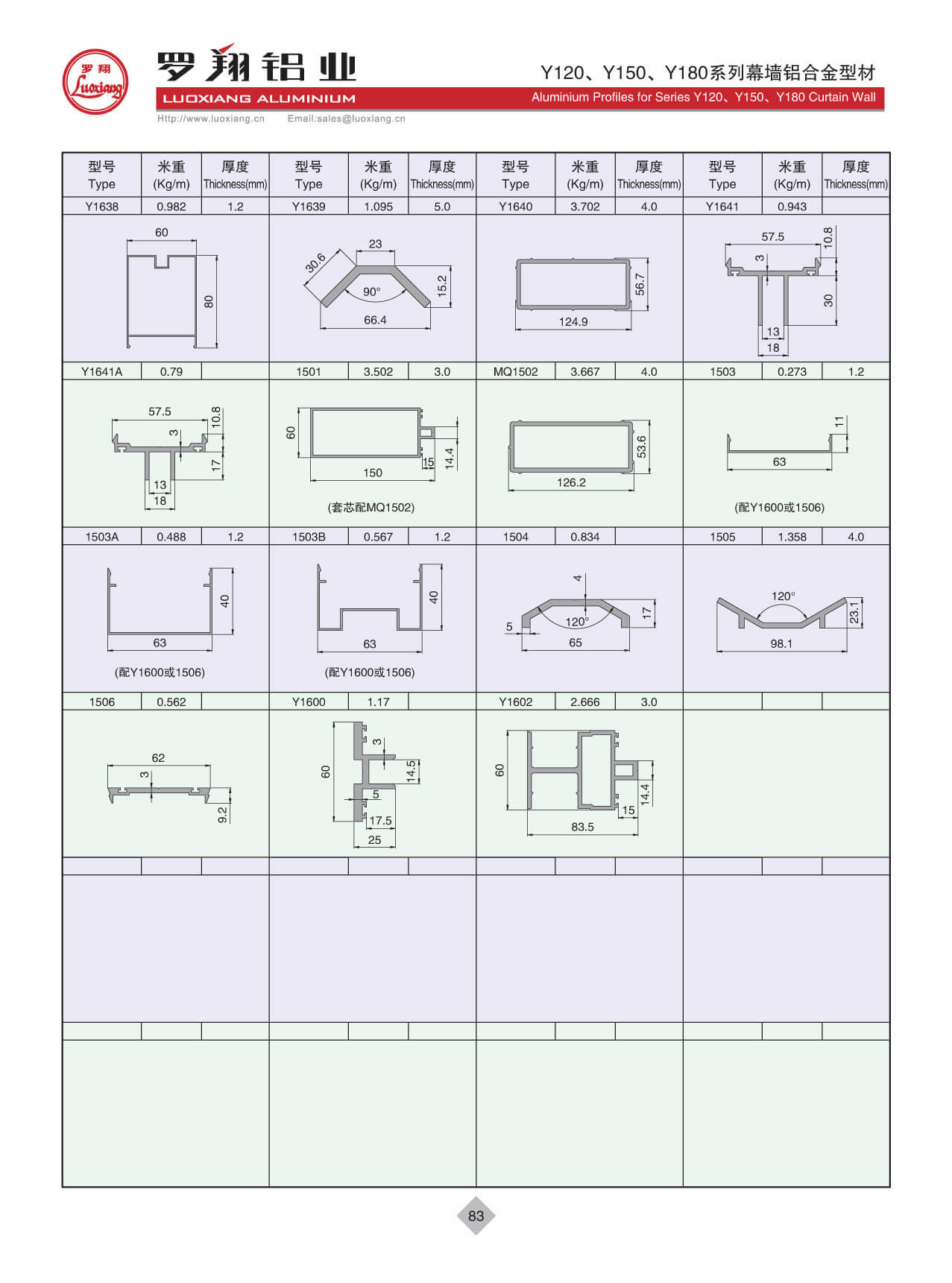 Y120、Y150、Y180系列幕墻